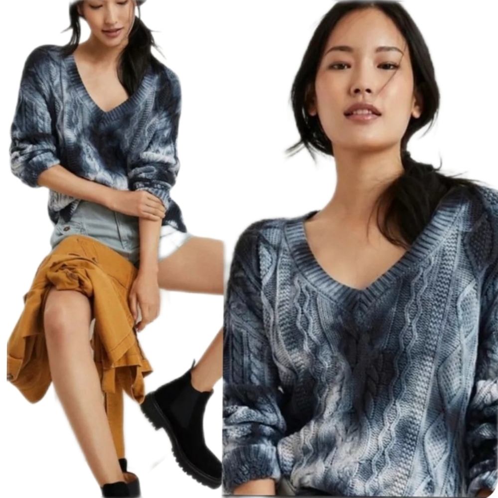 Anthropologie Pilcro Tie Dye Cable Knit Sweater